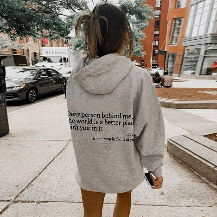 Damen Weißer Oversize Hoodie – "Dear Person Behind Me" Sweatshirt