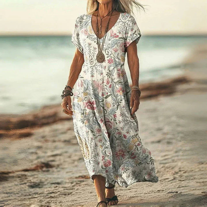 Damen Vintage Maxi Strandkleid