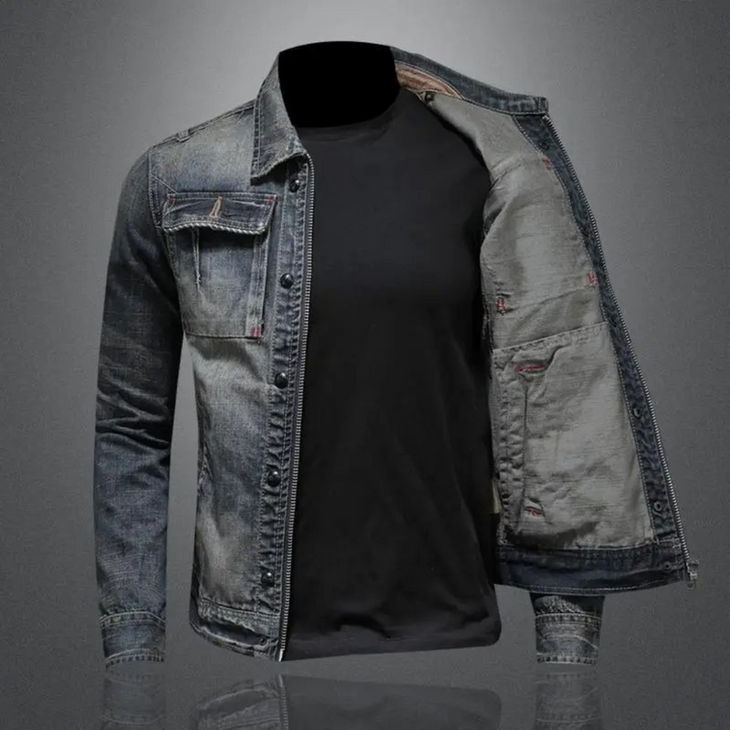 Herren Jeansjacke Mit Reißverschluss