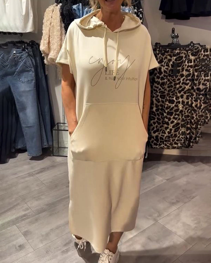 Damen Midikleid Mit Kapuze