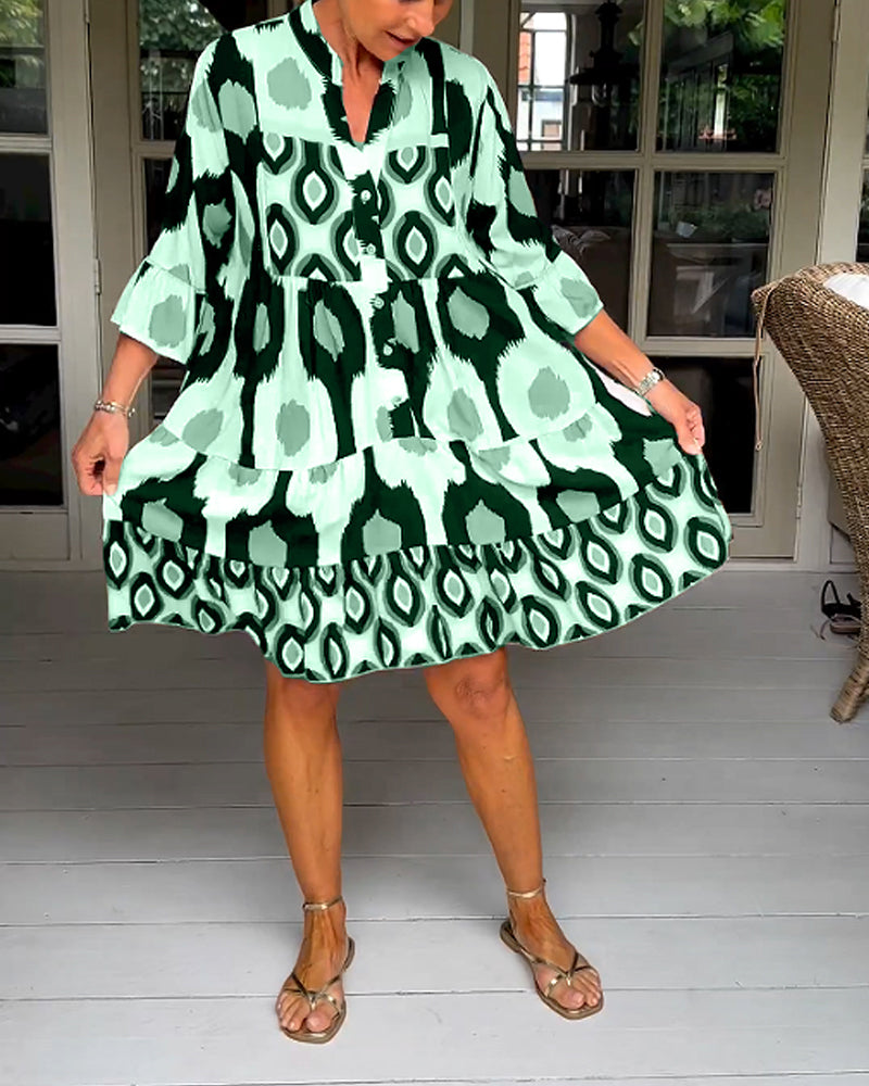 Damen Kleid Mit V Ausschnitt In Mehrfarben