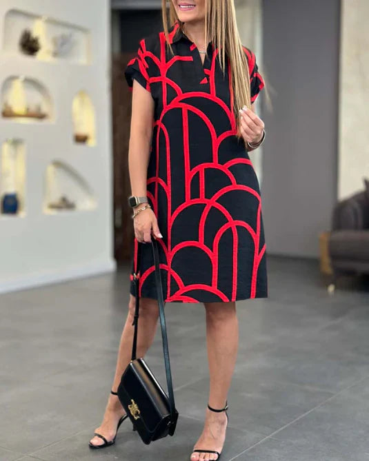 Damen Midikleid Mit Kurzen Ärmeln