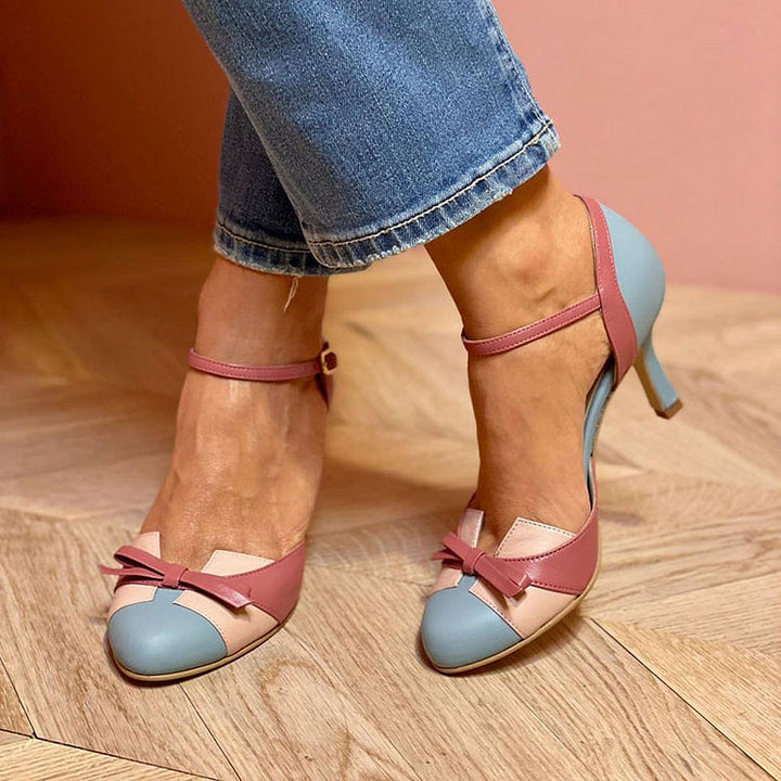 Damen Absatzschuh Aus Mehrfarbigem Leder