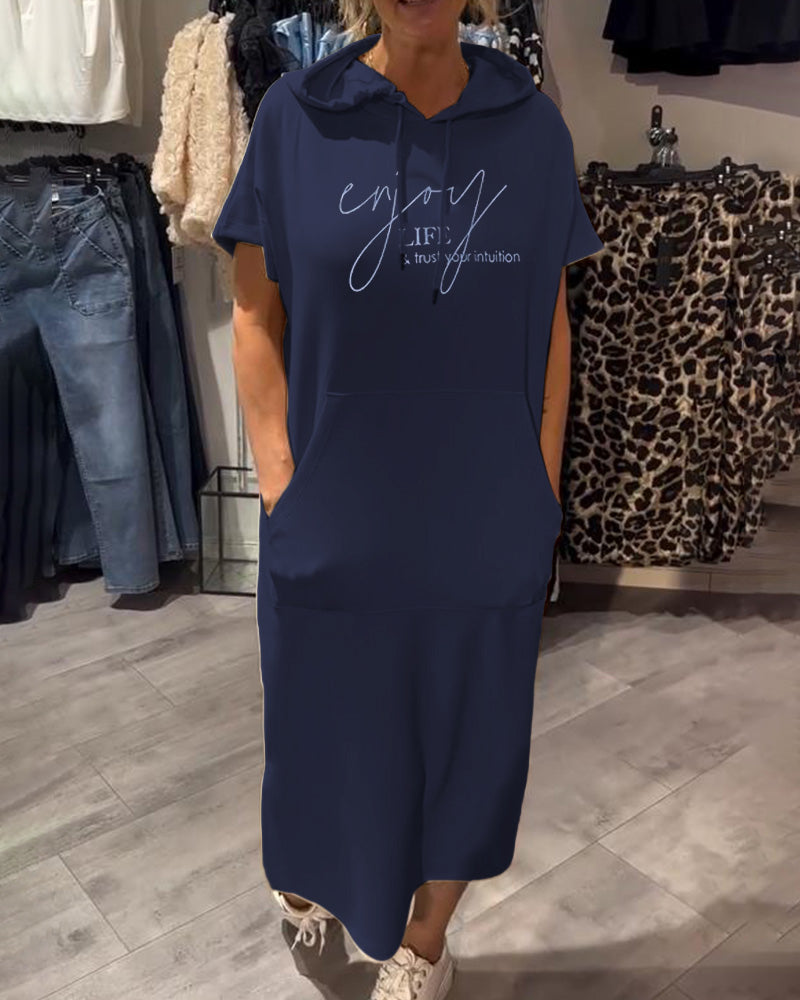 Damen Midikleid Mit Kapuze