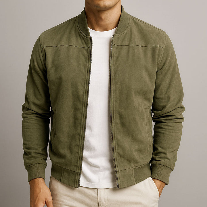 Herren Wildleder Zip-Up Langarmjacke – Casual Slim Fit Jacke