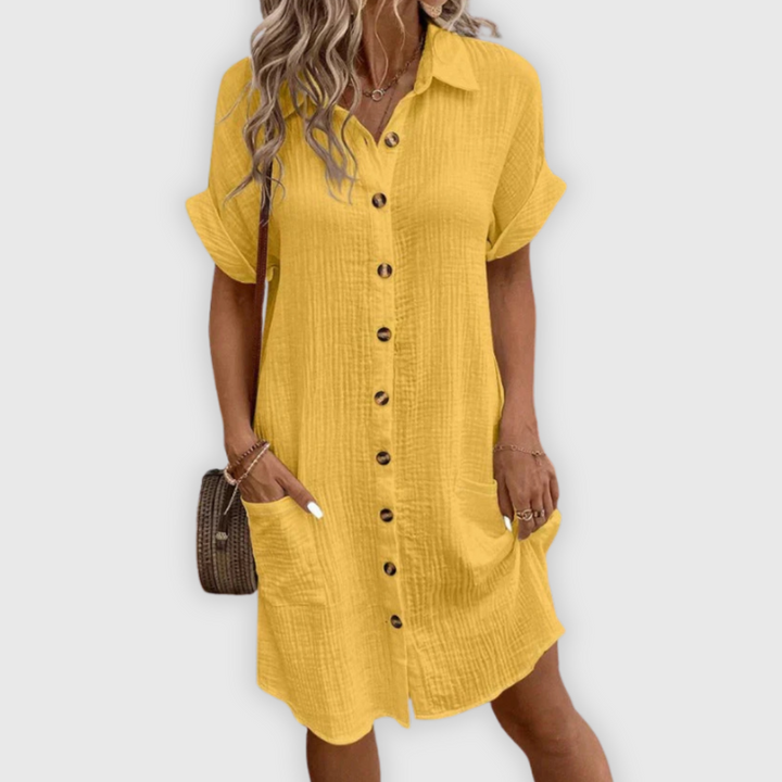 Damen Hemdkleid Mit Knopfleiste In Midilänge
