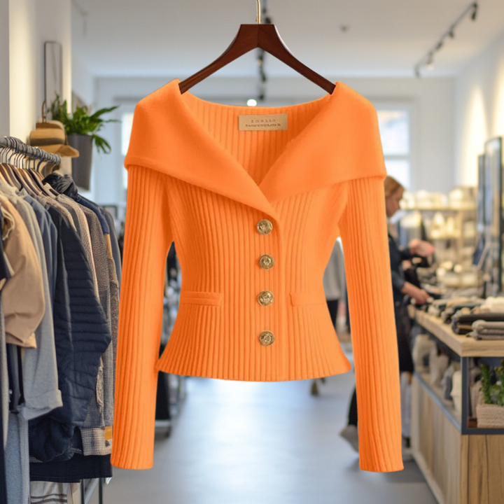 Damen Strickjacke Mit Breitem Kragen