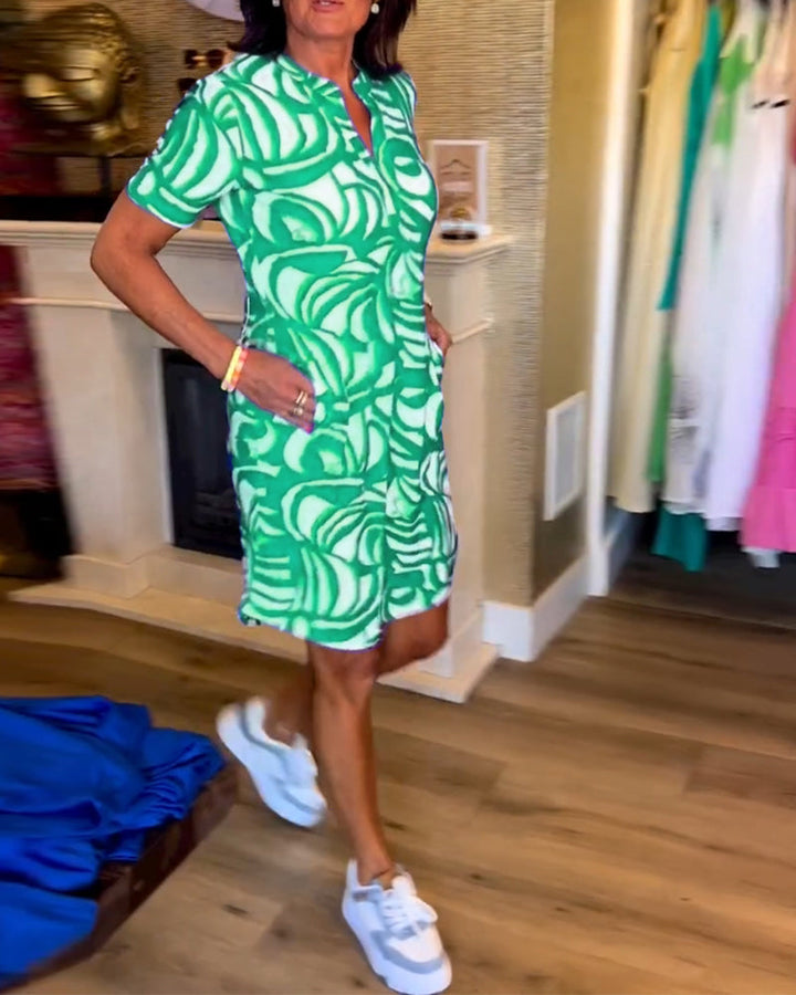 Damen Kleid Mit V Ausschnitt Farbton