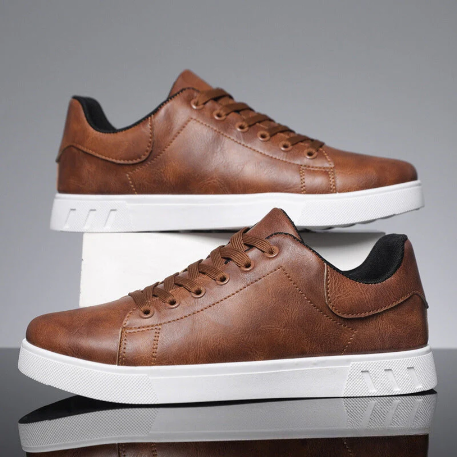 Herren Schnürbare Kunstleder Sneaker – Bequeme Freizeitschuhe