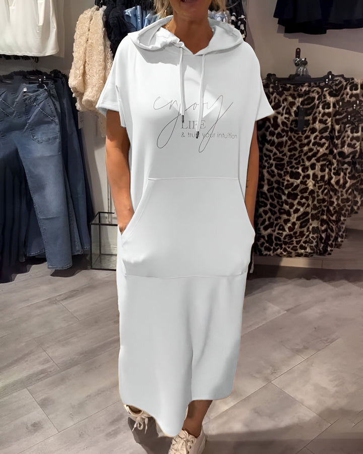 Damen Midikleid Mit Kapuze
