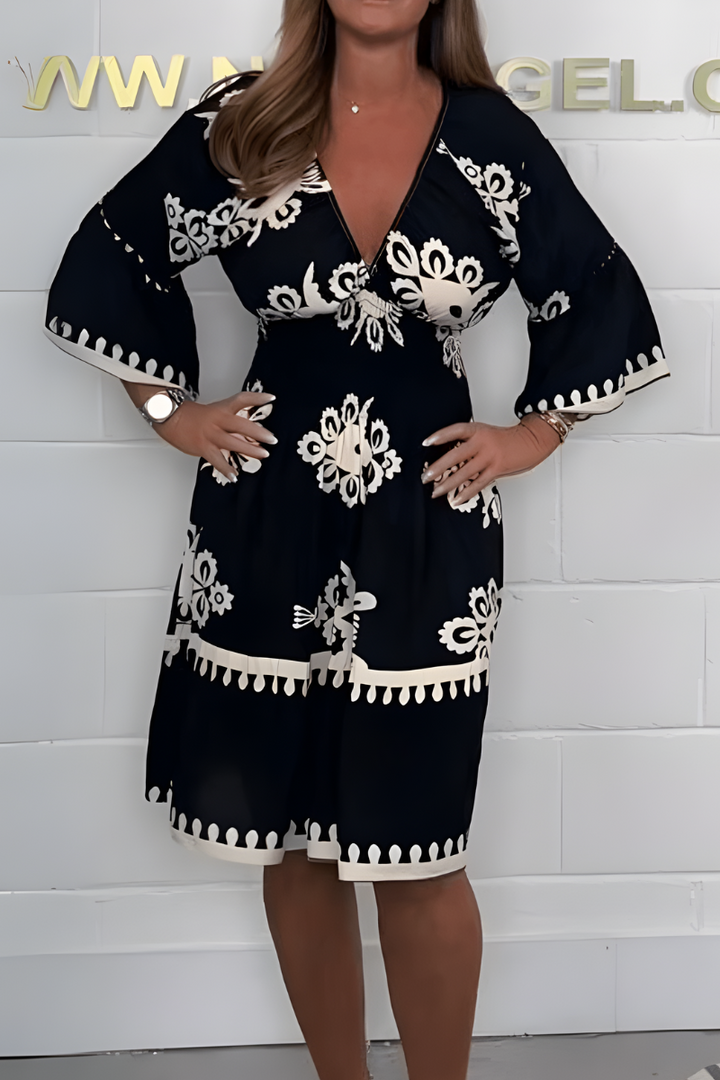 Damen Sommerkleid Im Boho Stil Mit Langarm