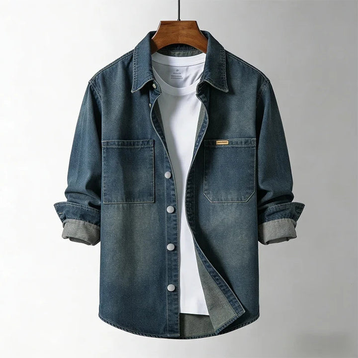 Herren Vintage-Stil Lockerer Denim Overshirt – Klassische Legere Lagenjacke