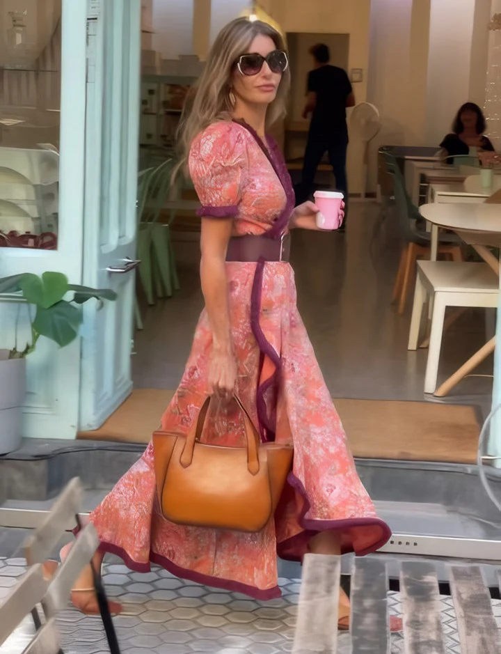 Damen Wickel Maxikleid In Rosa