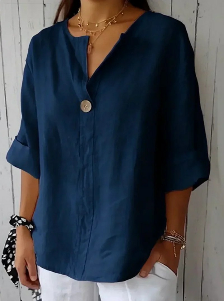 Damen V Ausschnitt Langarm Bluse