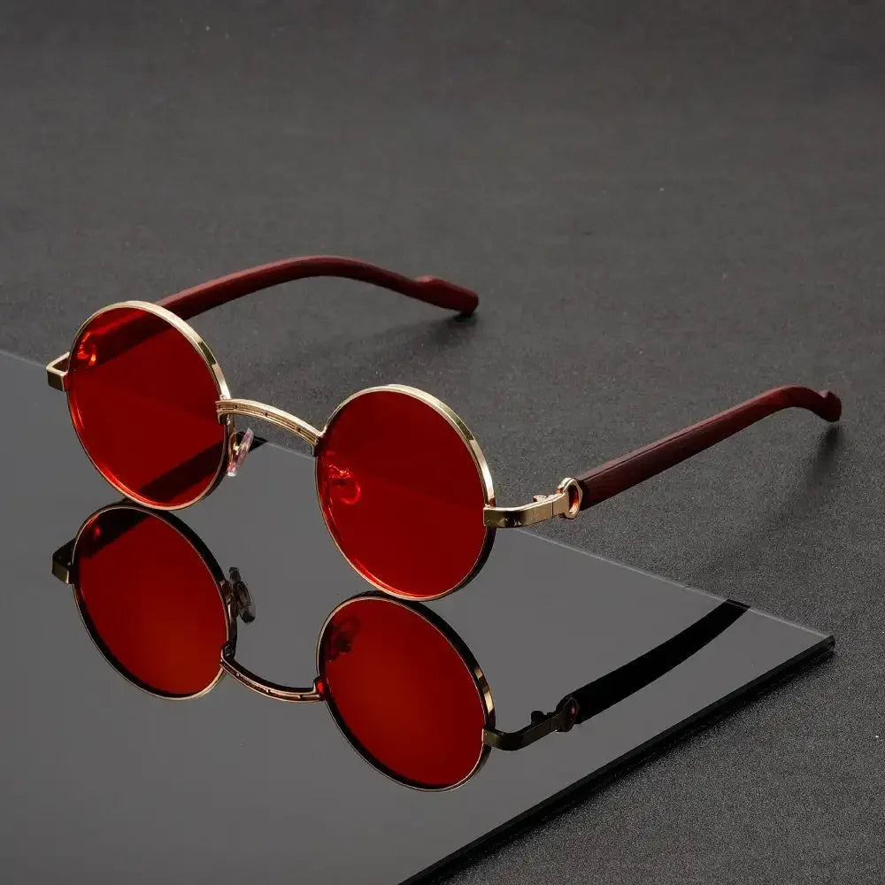 Retro Stil Runde Metallrahmen Sonnenbrille Mit Dunklen Gläsern