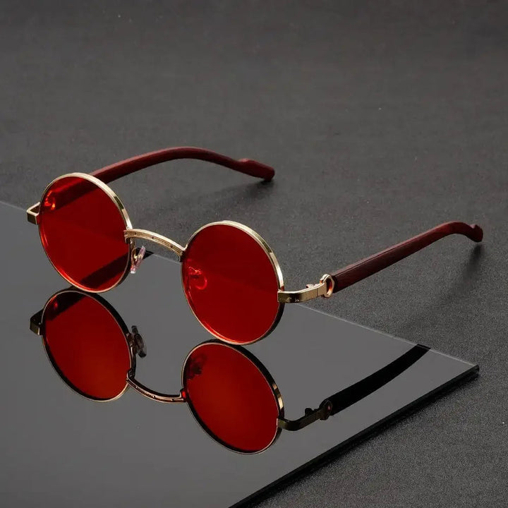 Retro Stil Runde Metallrahmen Sonnenbrille Mit Dunklen Gläsern