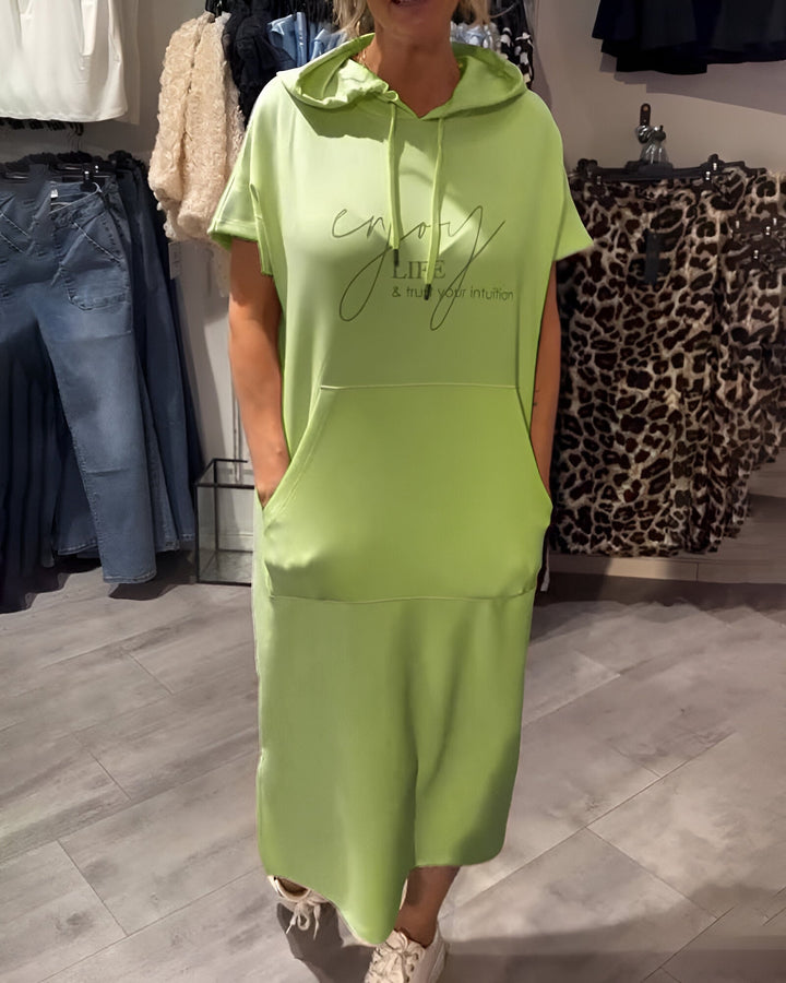 Damen Midikleid Mit Kapuze
