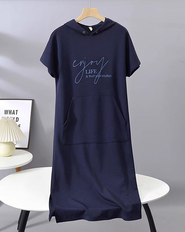 Damen Midikleid Mit Kapuze