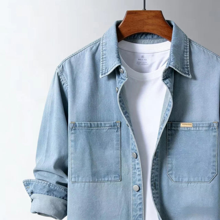 Herren Vintage-Stil Lockerer Denim Overshirt – Klassische Legere Lagenjacke