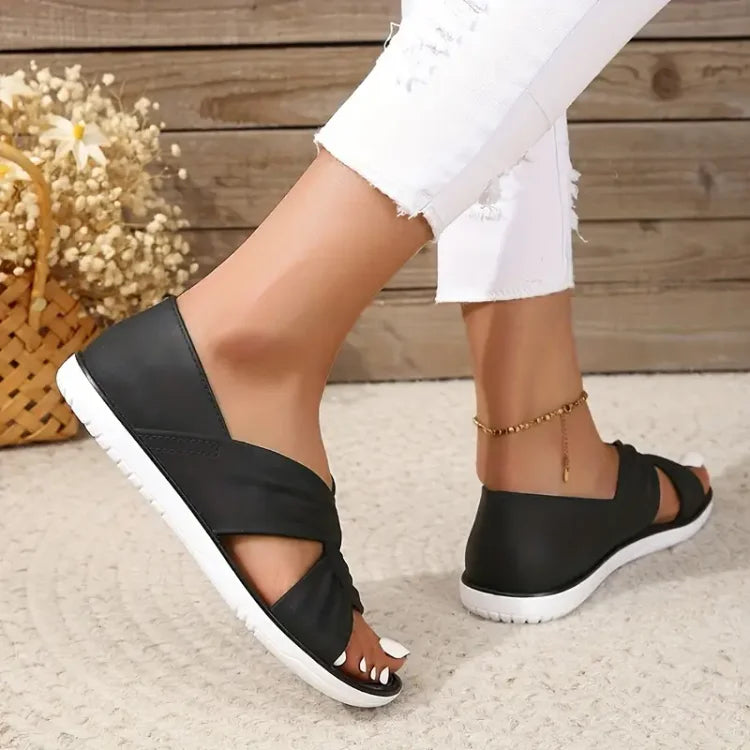 Damen Leder Sandalen Mit Gummisohle