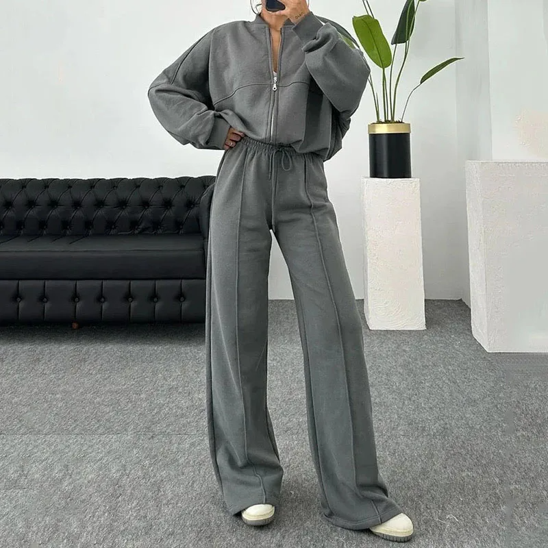 Damen Lässiges Passendes Trainingsanzug Set – Bequemes Zweiteiler Outfit