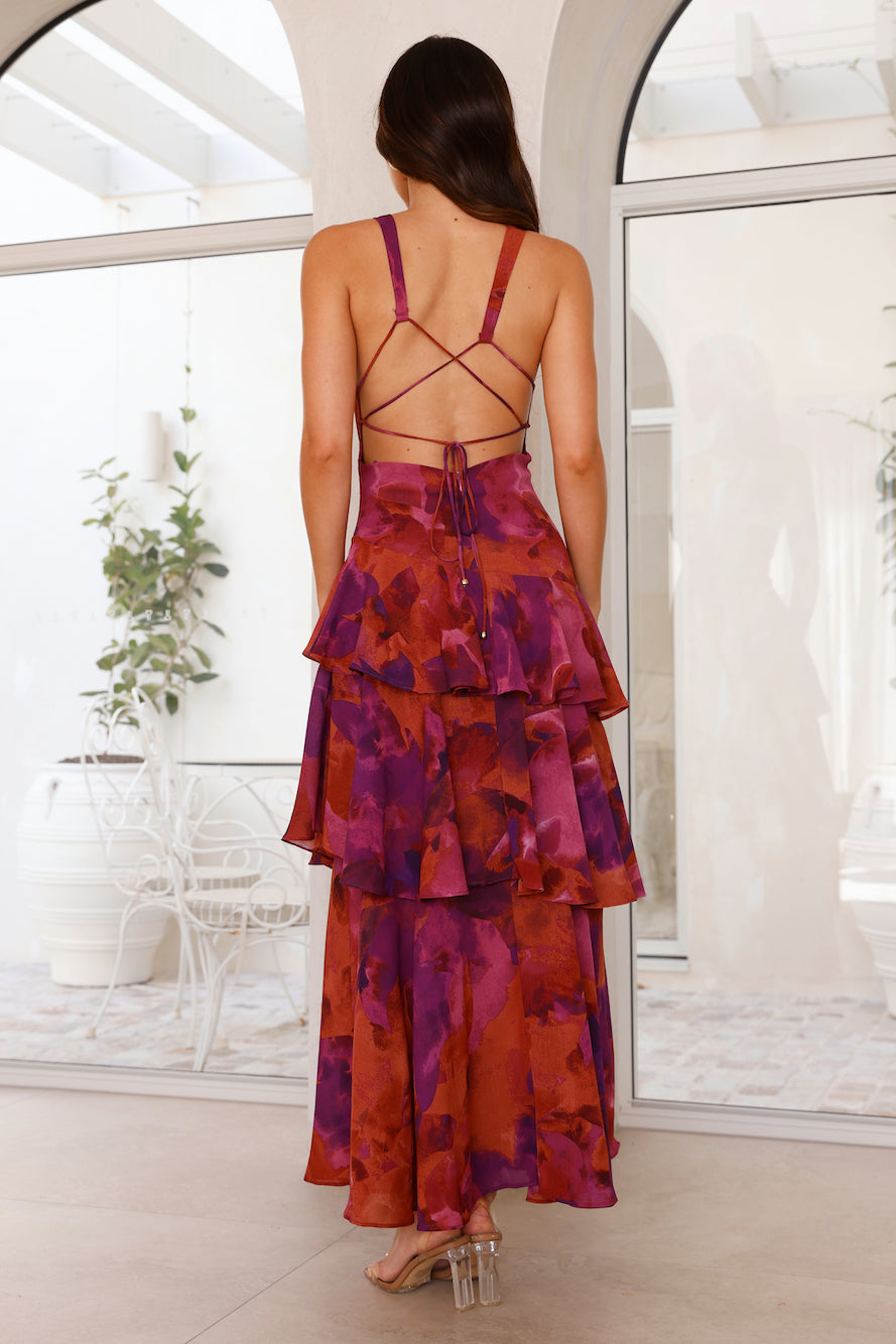 Lagen-Maxikleid aus Chiffon für Damen – Ärmelloses Kleid mit V-Ausschnitt und offenem Rücken