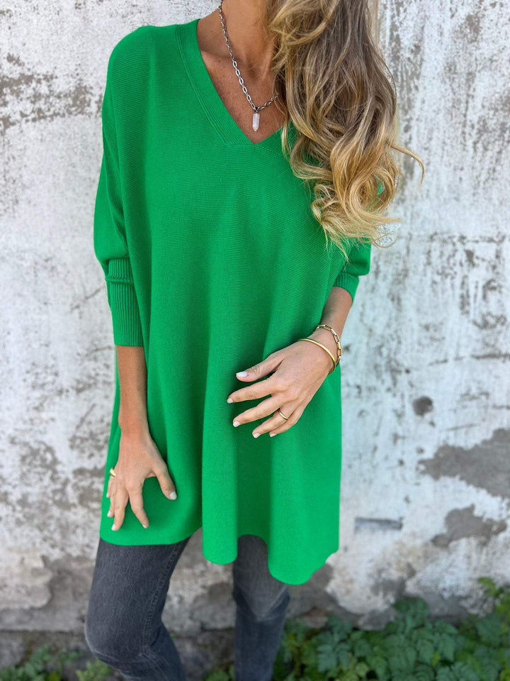 Damen V Ausschnitt Langer Pullover