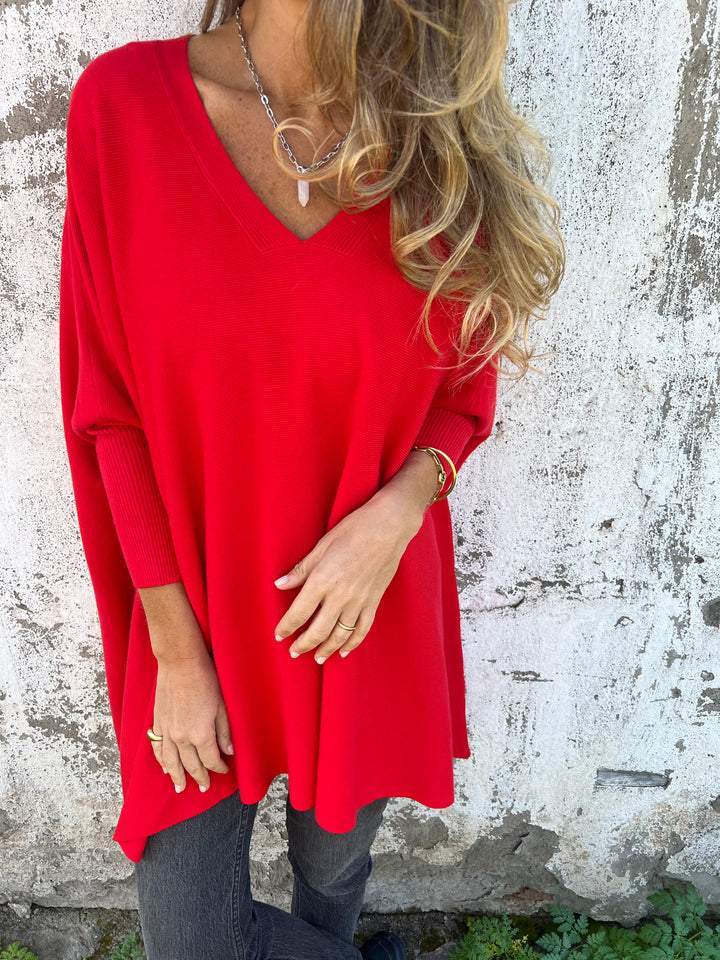 Damen V Ausschnitt Langer Pullover