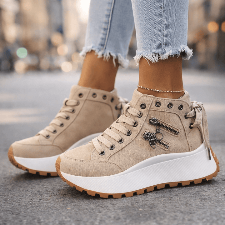 Damen Chunky Denim Sneaker Mit Schnürung Im Street Style