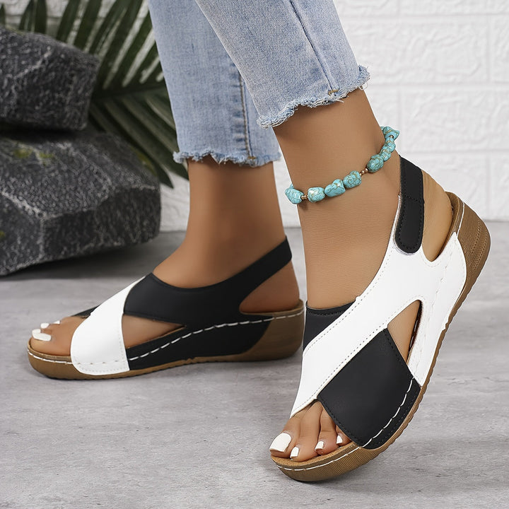 Damen Leder Keilsandalen