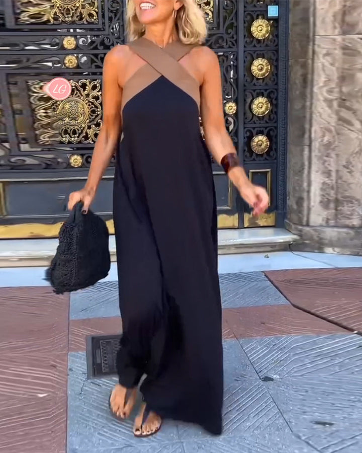 Damen Langkleid Mit Überkreuztem Rücken