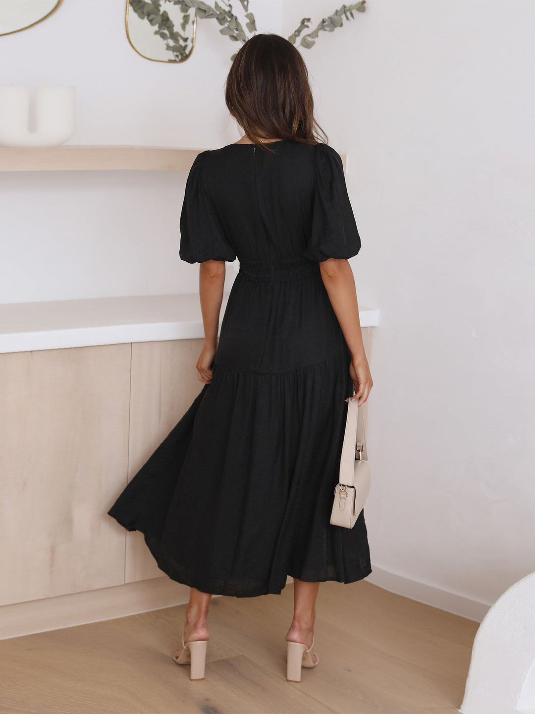 Damen MaxiKleid Mit V-Ausschnitt