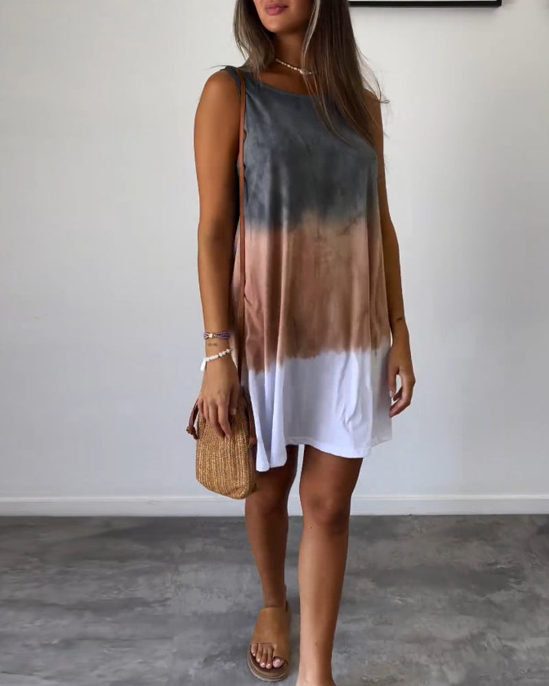 Damen Tie And Dye Print Kleid