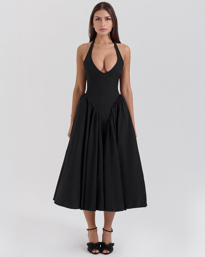 Ärmelloses, elegantes, figurbetontes Tüllkleid im Korsett-Stil mit V-Ausschnitt