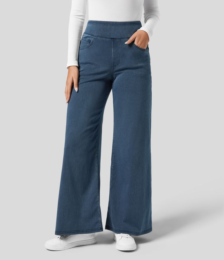 Damenhose mit hoher Taille und weitem Bein