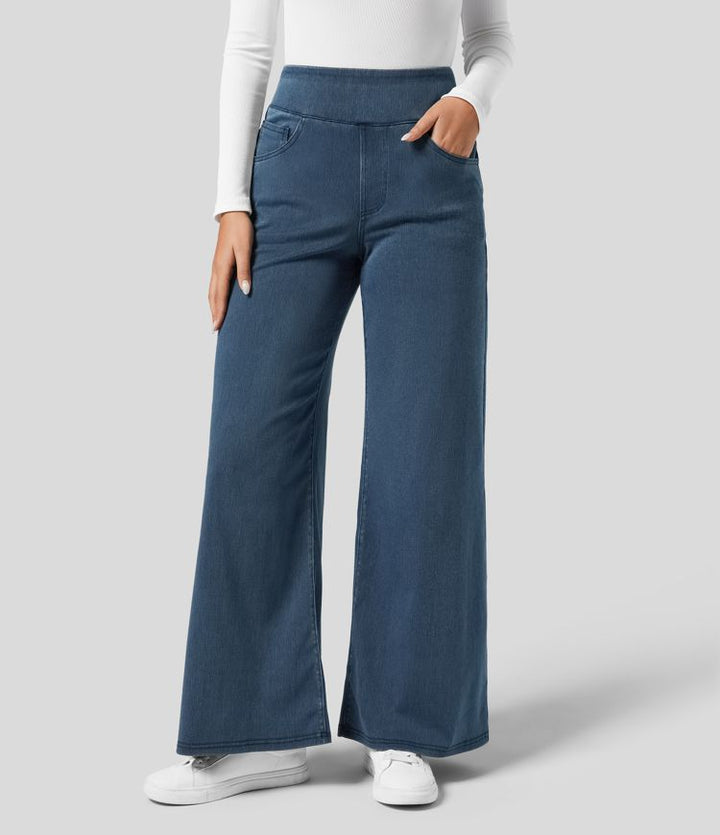 Damenhose mit hoher Taille und weitem Bein