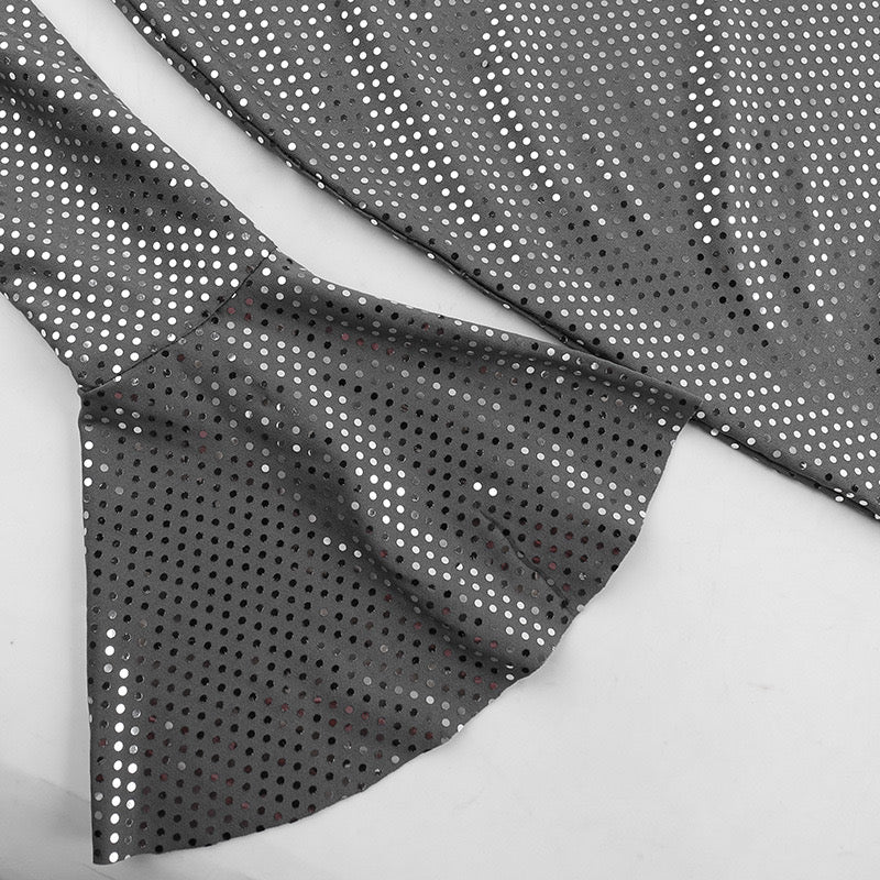 Damen Pailletten Schulterfreies Langes Kleid
