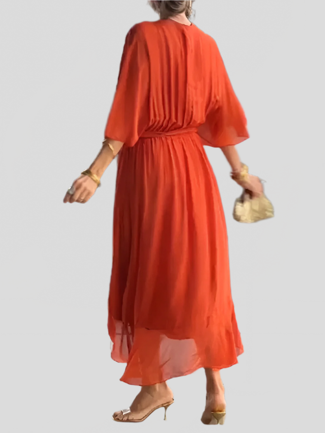 Damen Kleid Mit V Ausschnitt Und Wickelstil