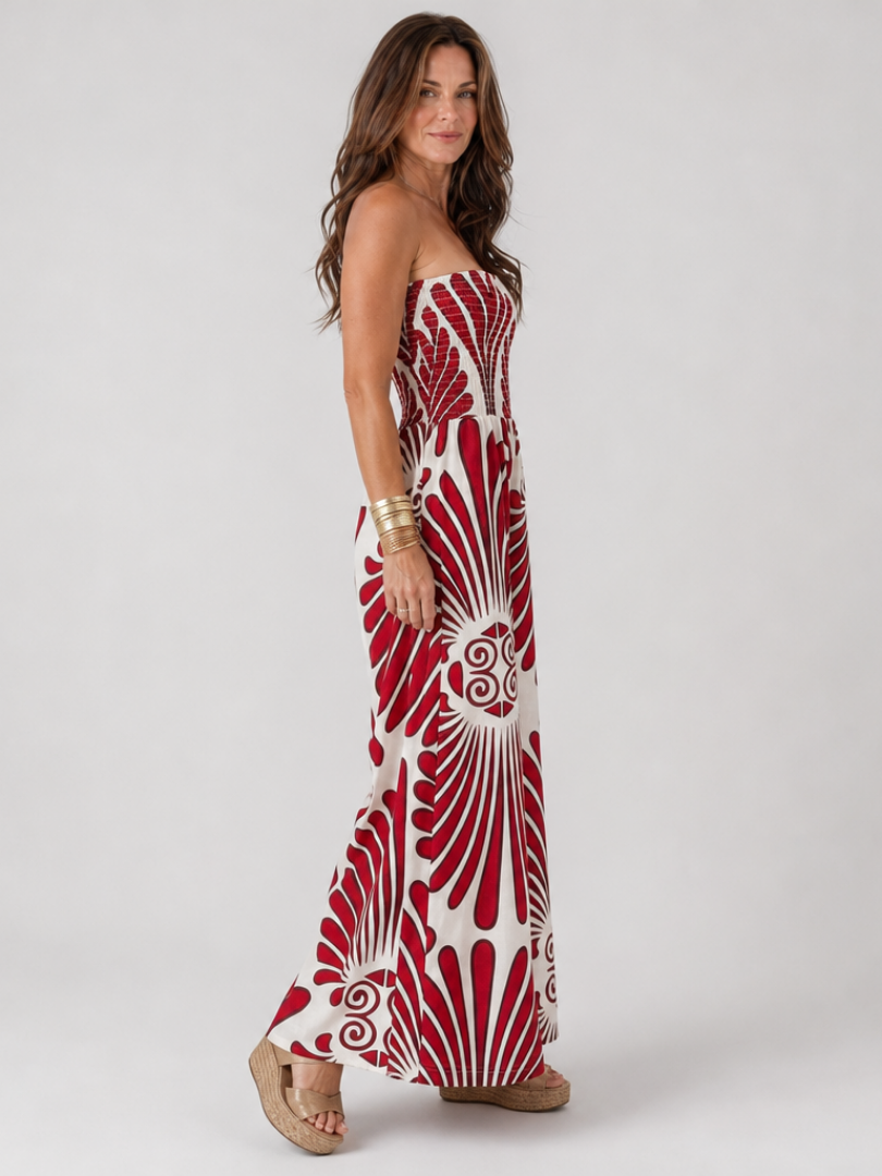 Dyman | Schulterfreies Maxikleid mit fließender Silhouette