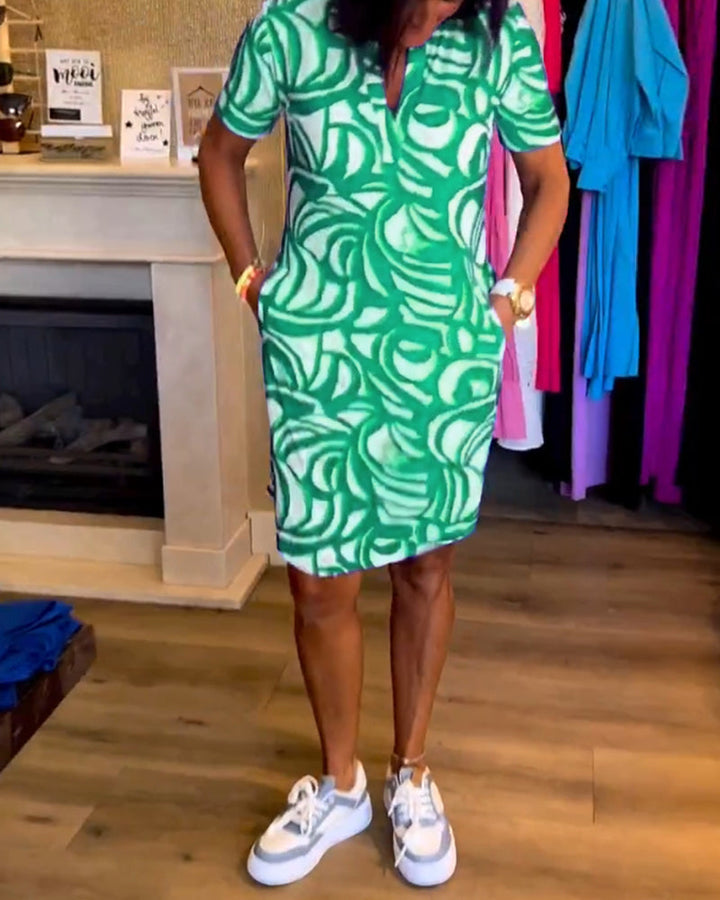 Damen Kleid Mit V Ausschnitt Farbton