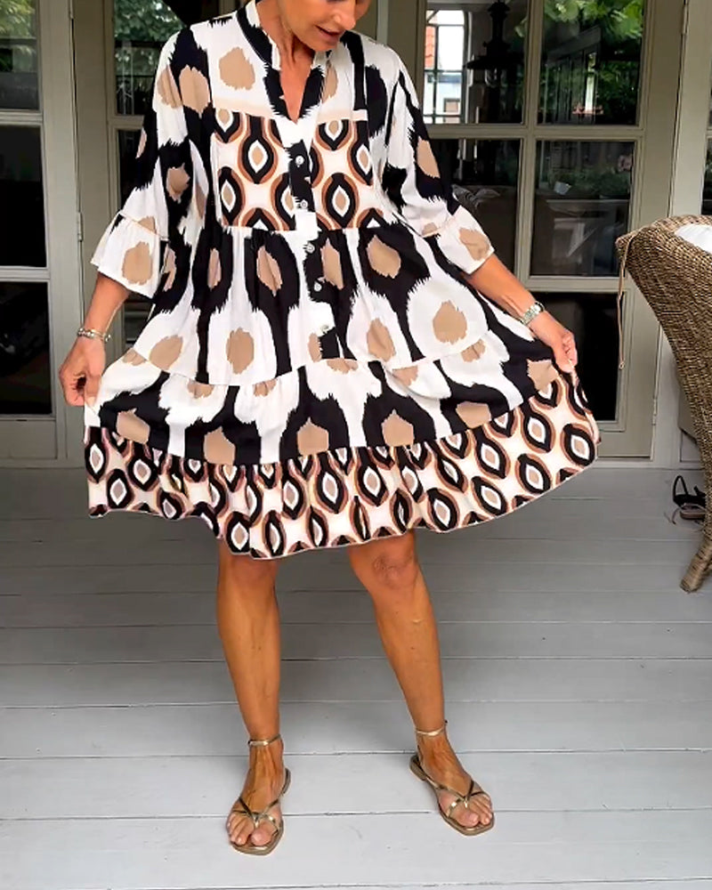 Damen Kleid Mit V Ausschnitt In Mehrfarben