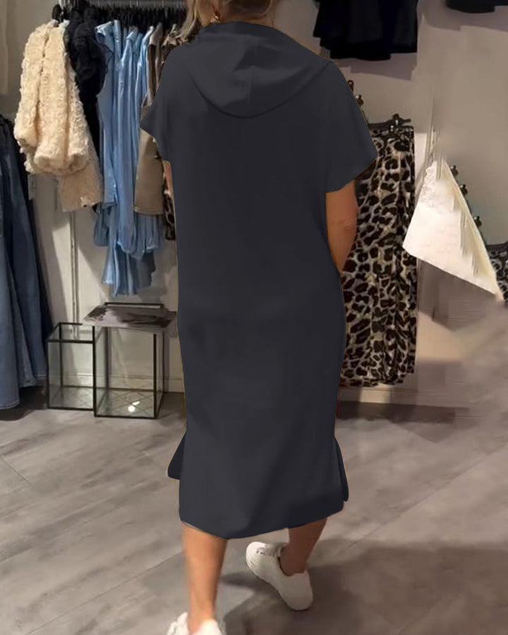 Damen Midikleid Mit Kapuze