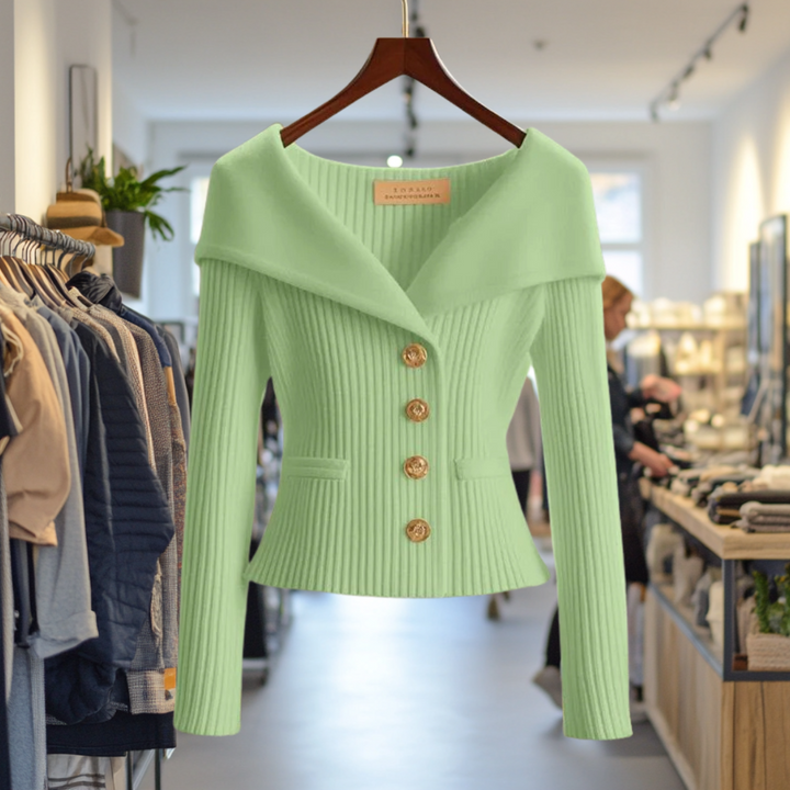 Damen Strickjacke Mit Breitem Kragen