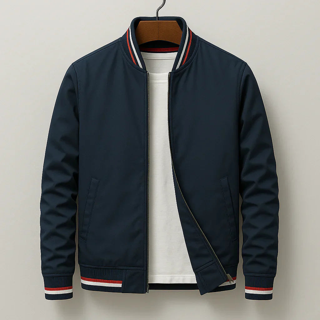 Herren Leichte Bomberjacke Mit Geripptem Kragen – Casual Reißverschlussjacke