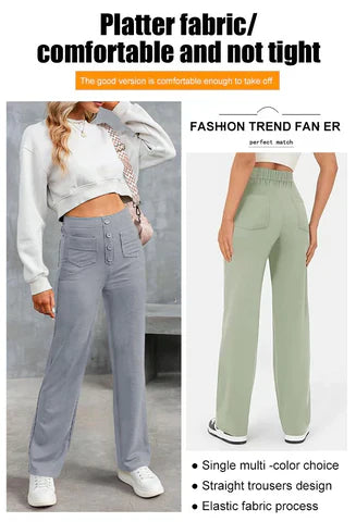 Damen Stretchhose Mit Hohem Bund