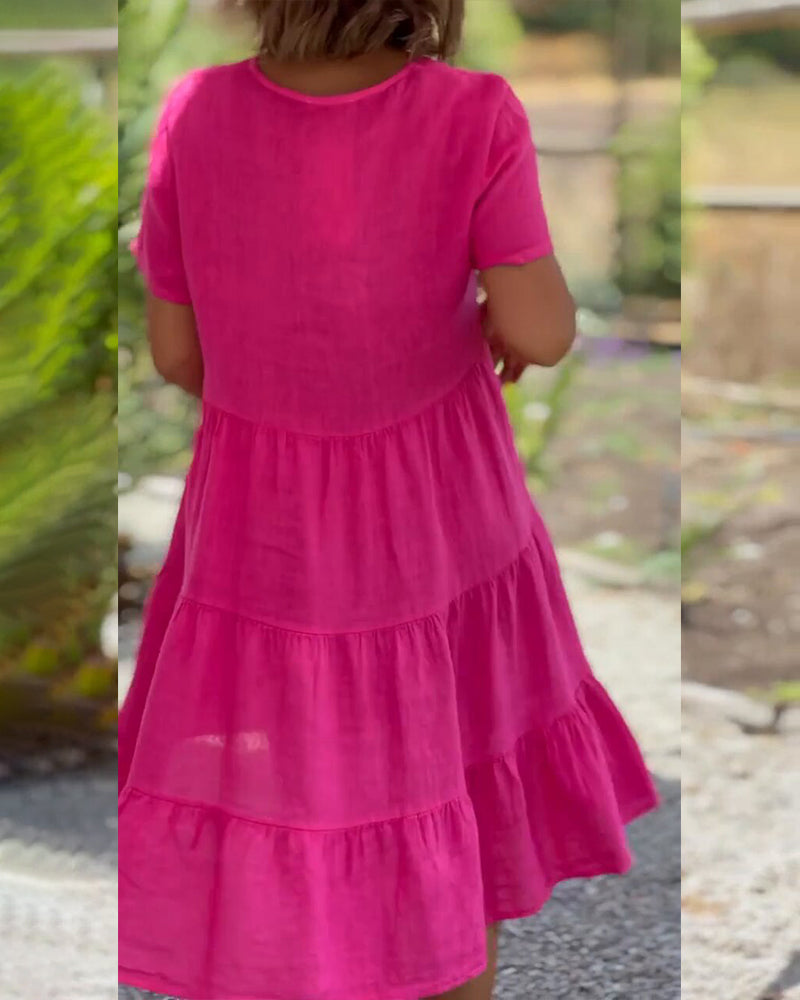 Damenkleid V Ausschnitt mit Raffungen