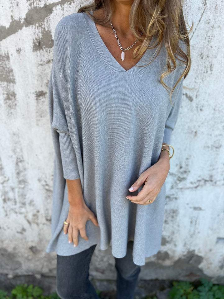 Damen V Ausschnitt Langer Pullover