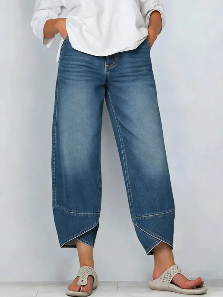 Lässige Damen Baumwolljeans mit Kreuzdruck