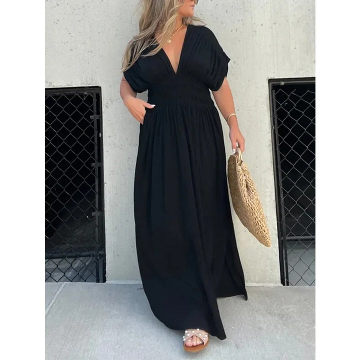 Maxikleid Mit V Ausschnitt Und Beinschlitz Für Damen
