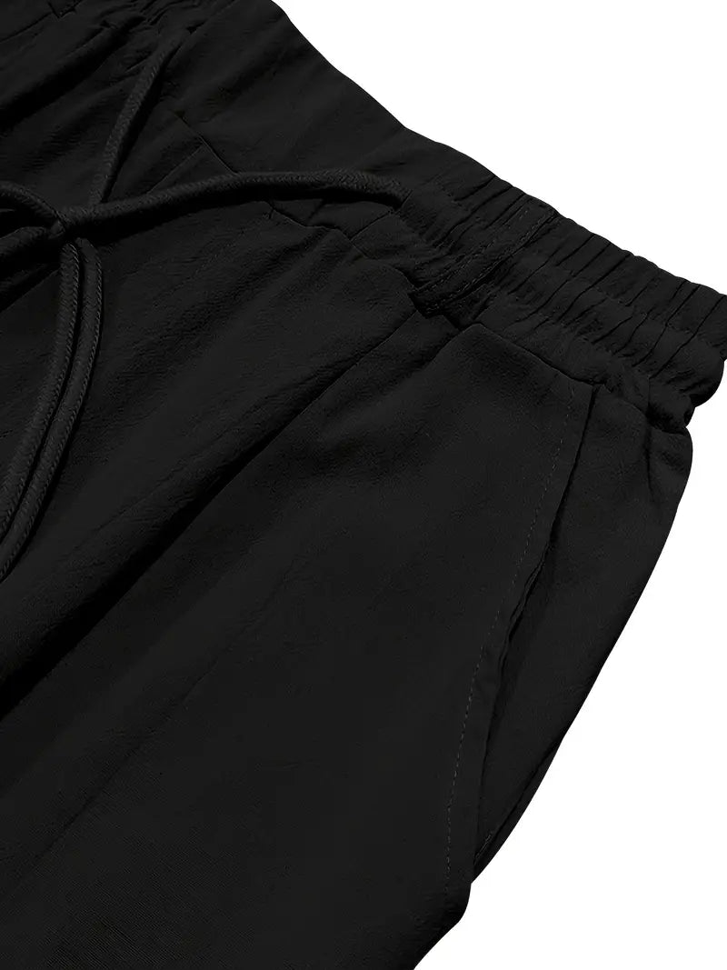 Herren Weit Geschnittene Leinenhose – Freizeit Sommerhose Mit Kordelzug